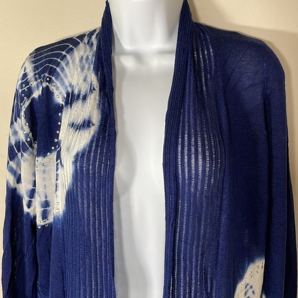 NWT. Belldini Medium Beaded Tie Dye Open Front Cardigan. - Picture 4 of 10